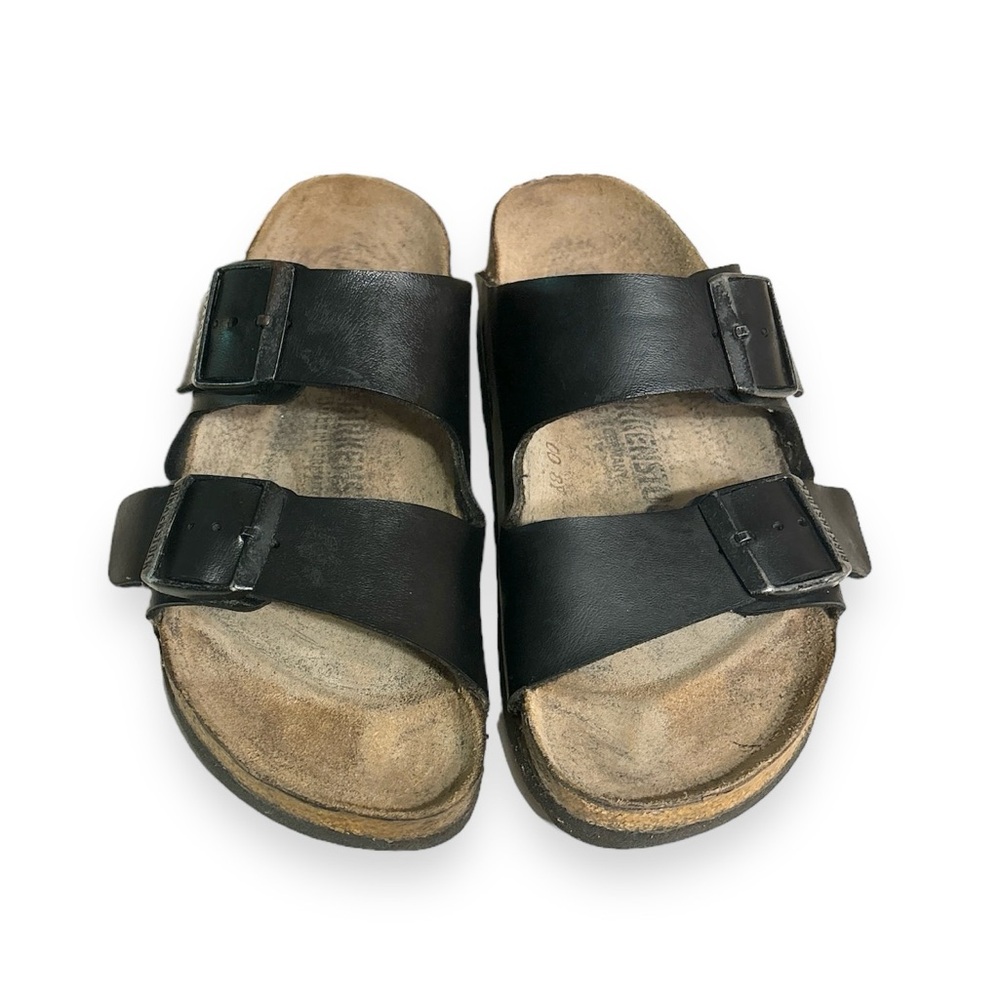 BIRKENSTOCK Arizona Birko-Flor Black Nubuck Leather Sandal Narrow - Picture 1 of 9